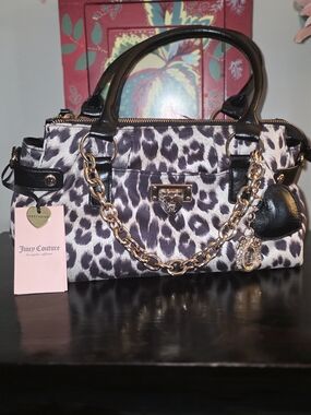 Juicy Couture Black & White Leopard Print Satchel
